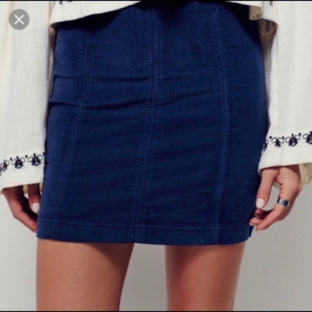 Free People Modern Femme Corduroy Navy blue Skirt